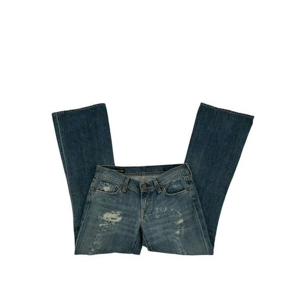 Citizen Of Humanity Denim Jeans Womens Size 28 Bootcut Low Rise Whiskers Blue - Picture 5 of 10